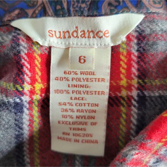 Sundance Wool Blend Button Up Shacket with Lace Panel, size 6 - Picture 7 of 7